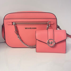 Michael Kors Chain Crossbody With Matching Wallet Tea Rose